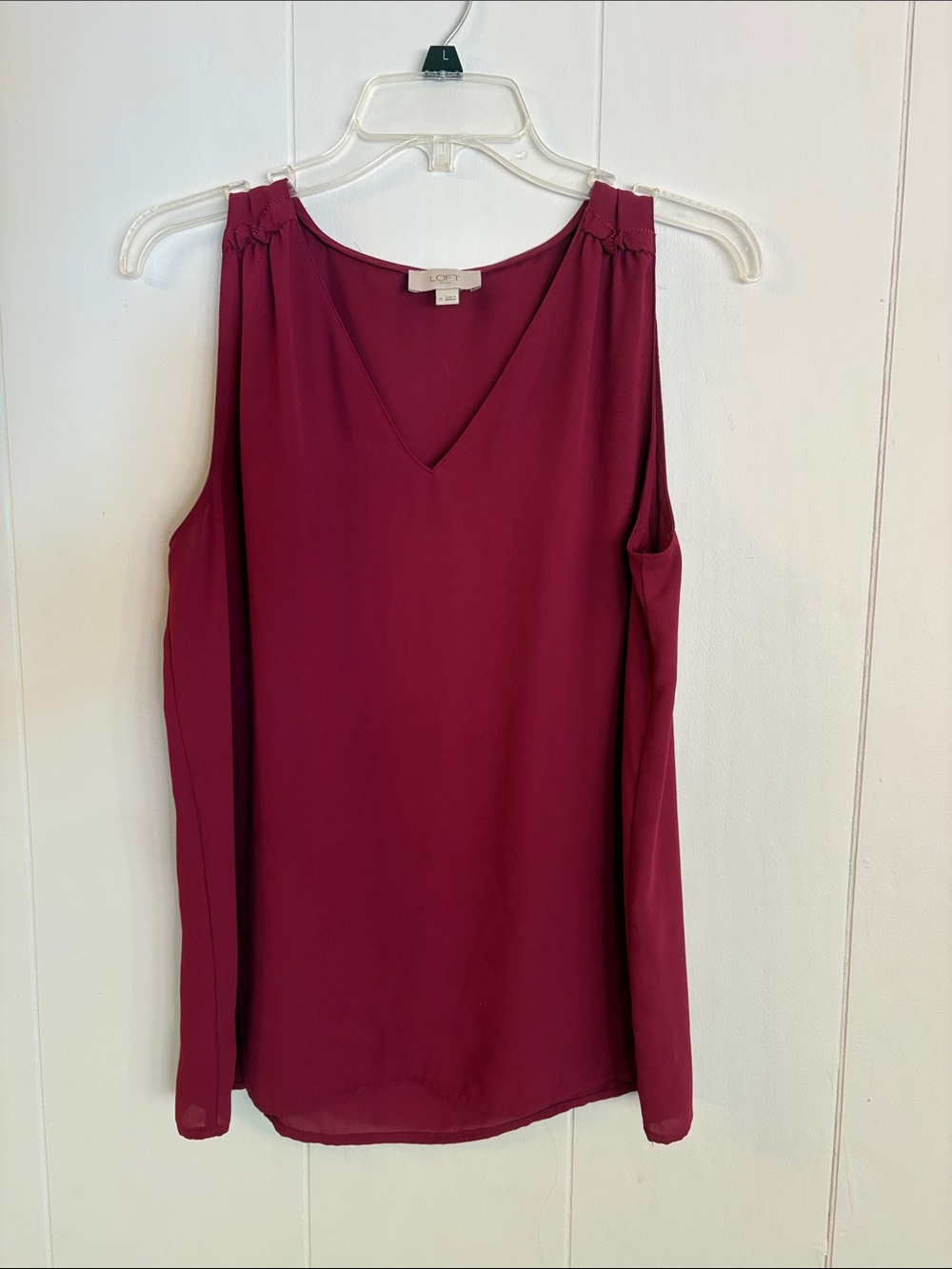 LOFT Burgundy V-Neck Sleeveless Top, M